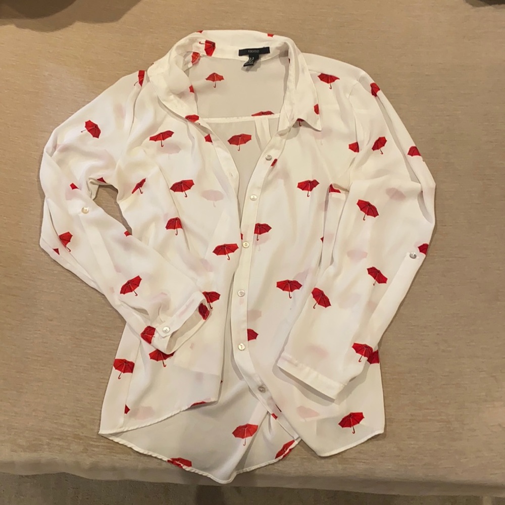 White umbrella button up